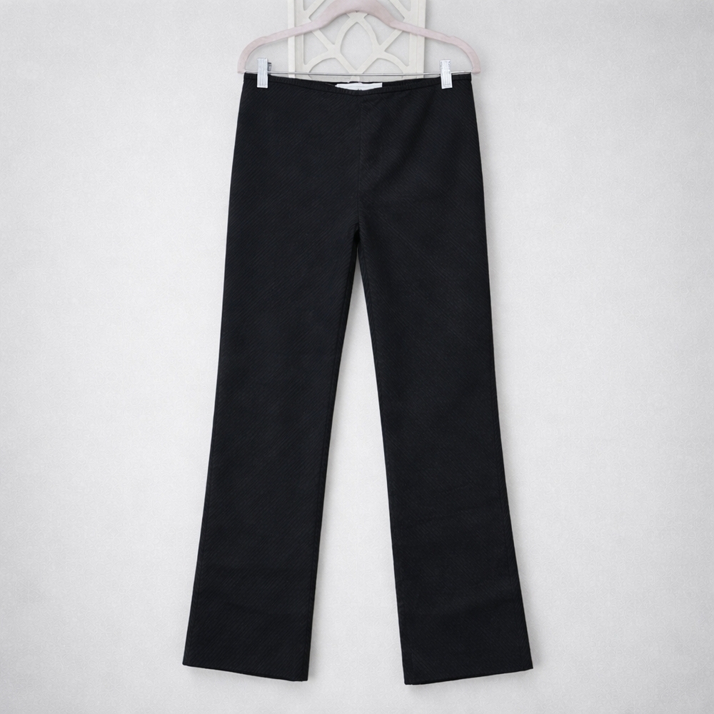 Y2K Black Ribbed Straight Leg Pants | Bratz Doll Office Siren | Side Zip